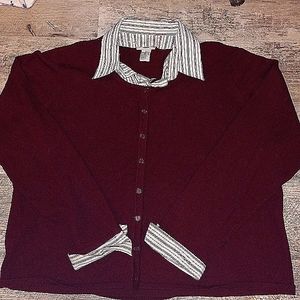 Mark collar dress shirt cardigan combo burgundy